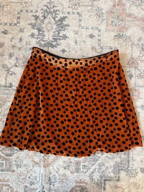 Madewell Rust Velvet Skater Skirt with Black Polka Dots